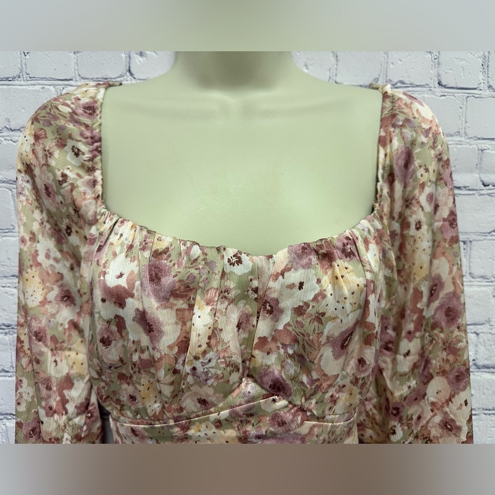 Lush Floral Midi Long Sleeve Dress NWT - Picture 5 of 14